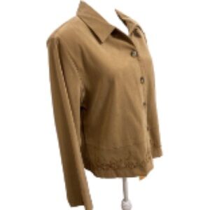 NWT Koret Lightweight Floral Embroidered Button Down Blazer Size Petite Large